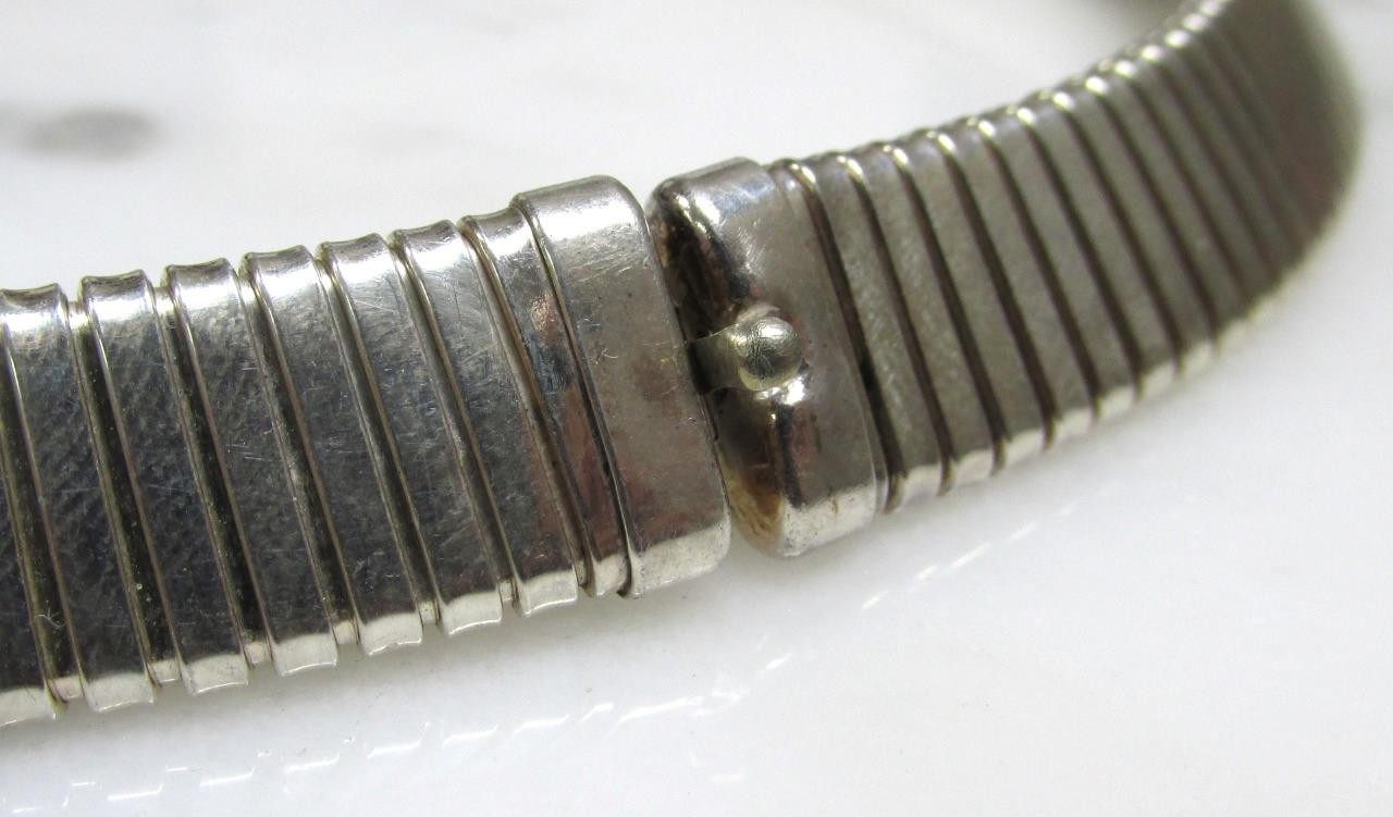 Stretch Design Sterling Silver Textured Necklace ~ 16-1/2″ ~ 76.2g ~ 14-A799