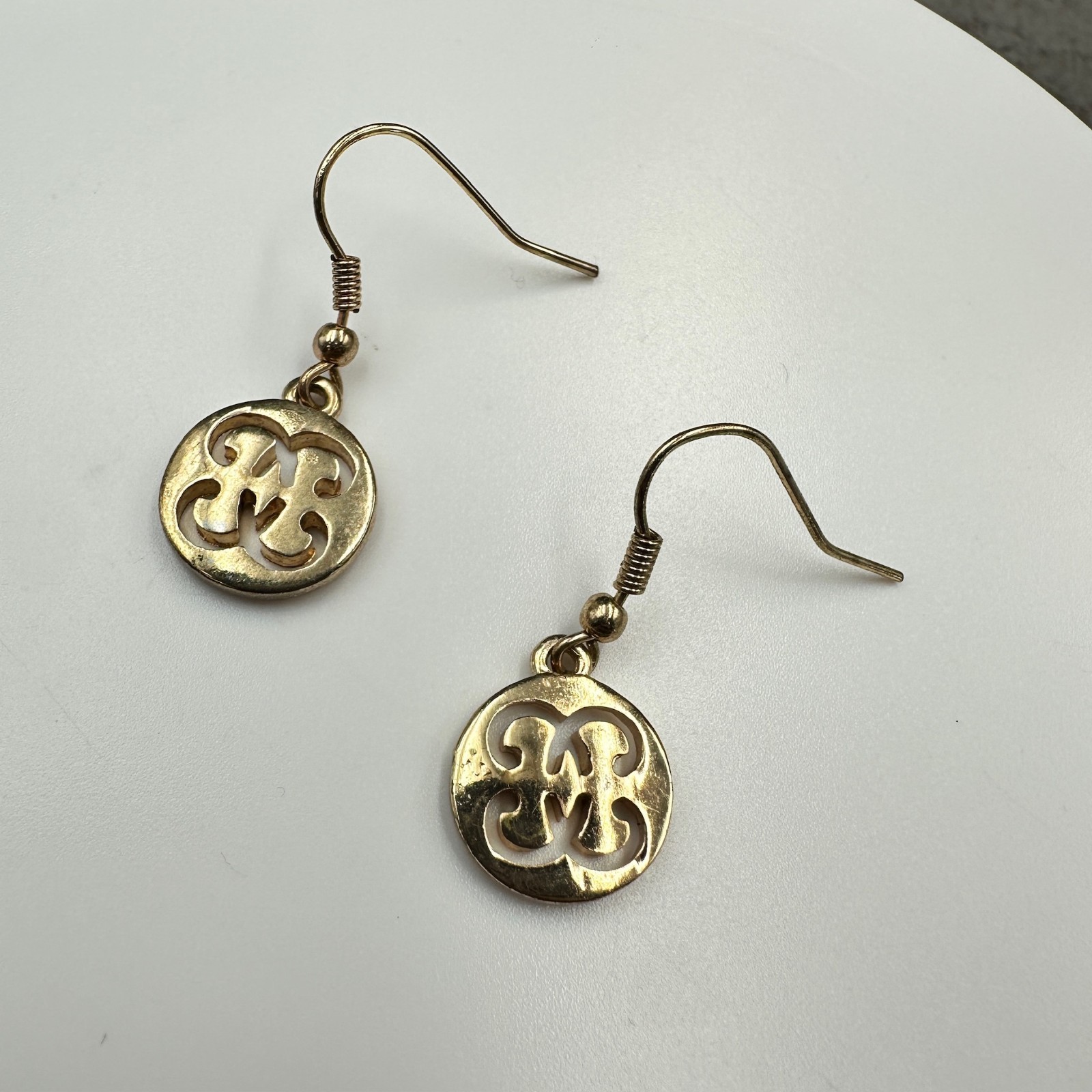 Vintage Gold-Tone Spiritual Symbolic Fashion Pierced Hook Dangle Drop Earrings