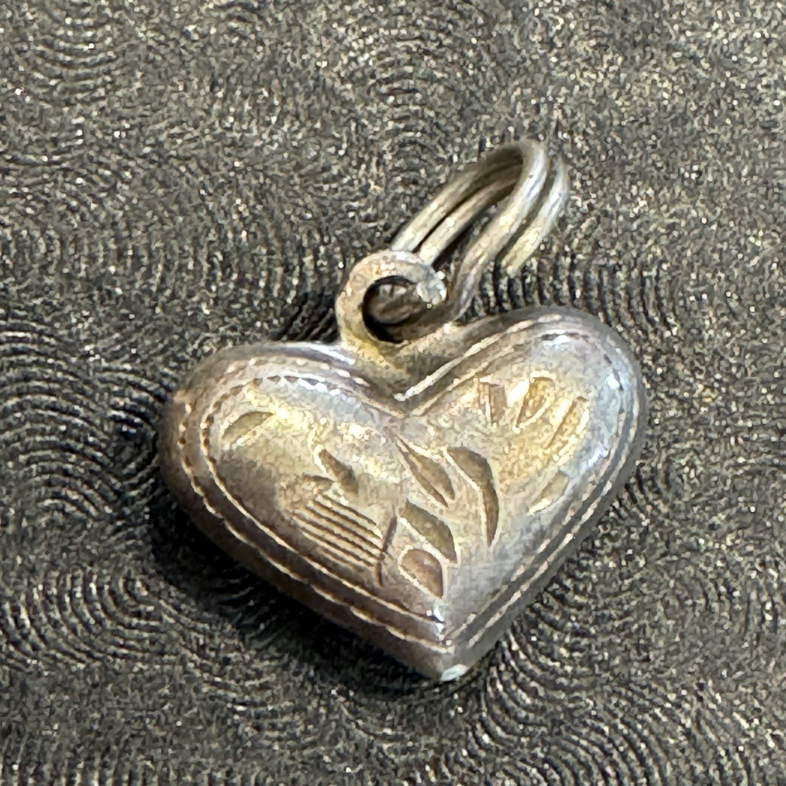 Sterling Silver Small Puff Heart Charm Pendant Necklace Bracelet 925 Etched