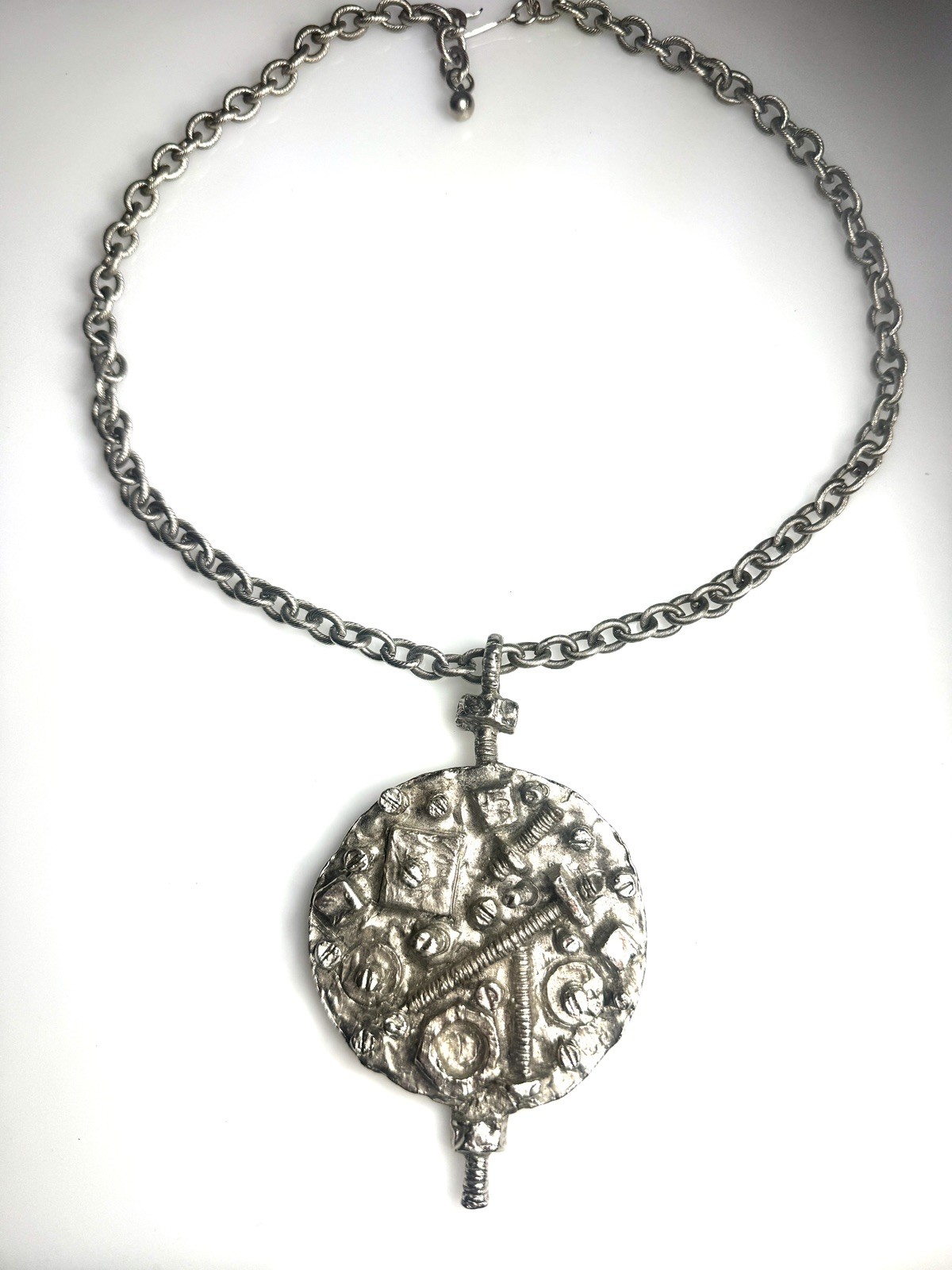 MCM Brutalist Vintage 60s Erwin Pearl Steampunk Bolts & Screws Pendant Necklace
