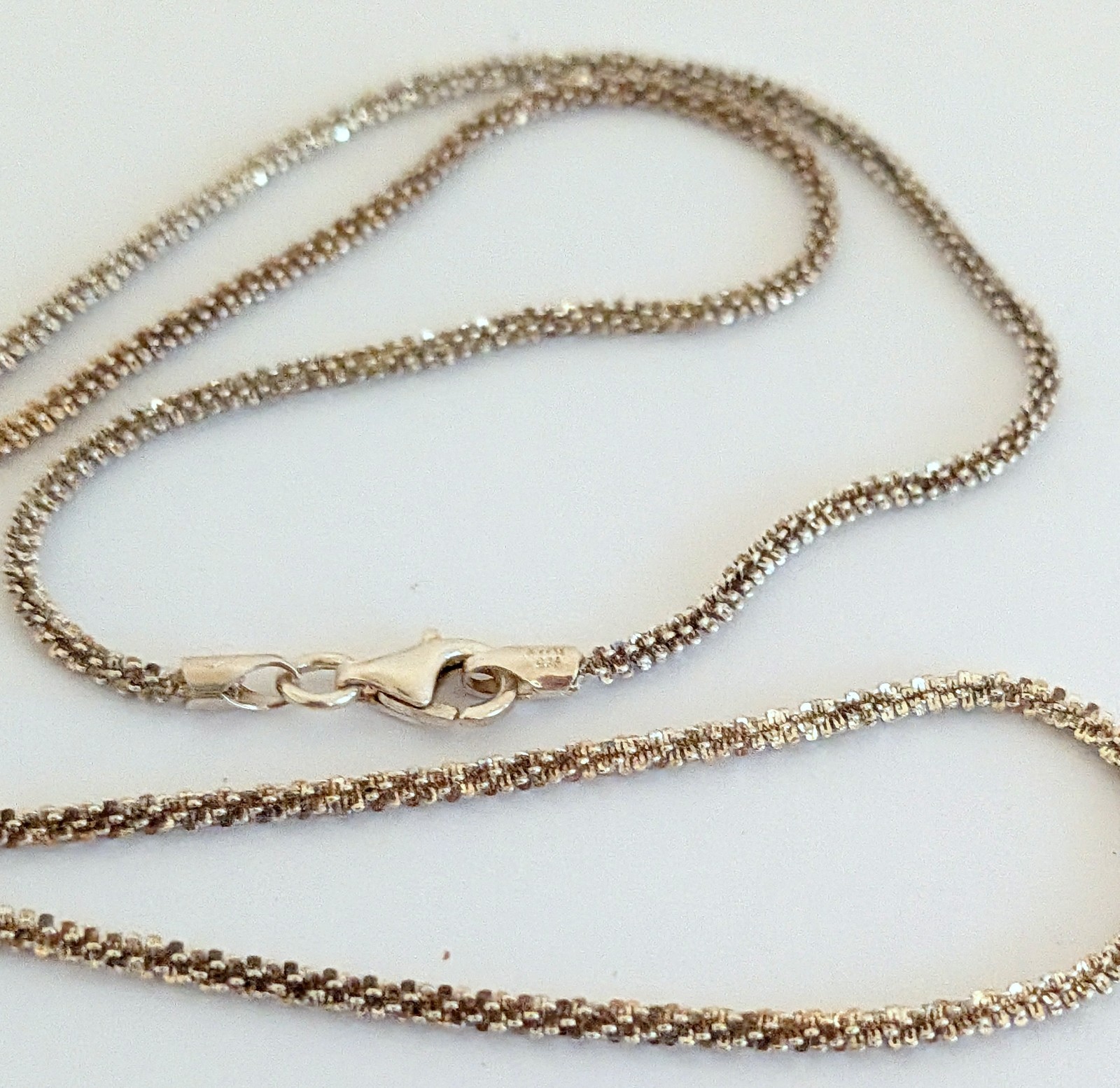 Vintage Signed BSI 925 Italy Sterling Silver Sparkle Rope Chain 20 1/4″