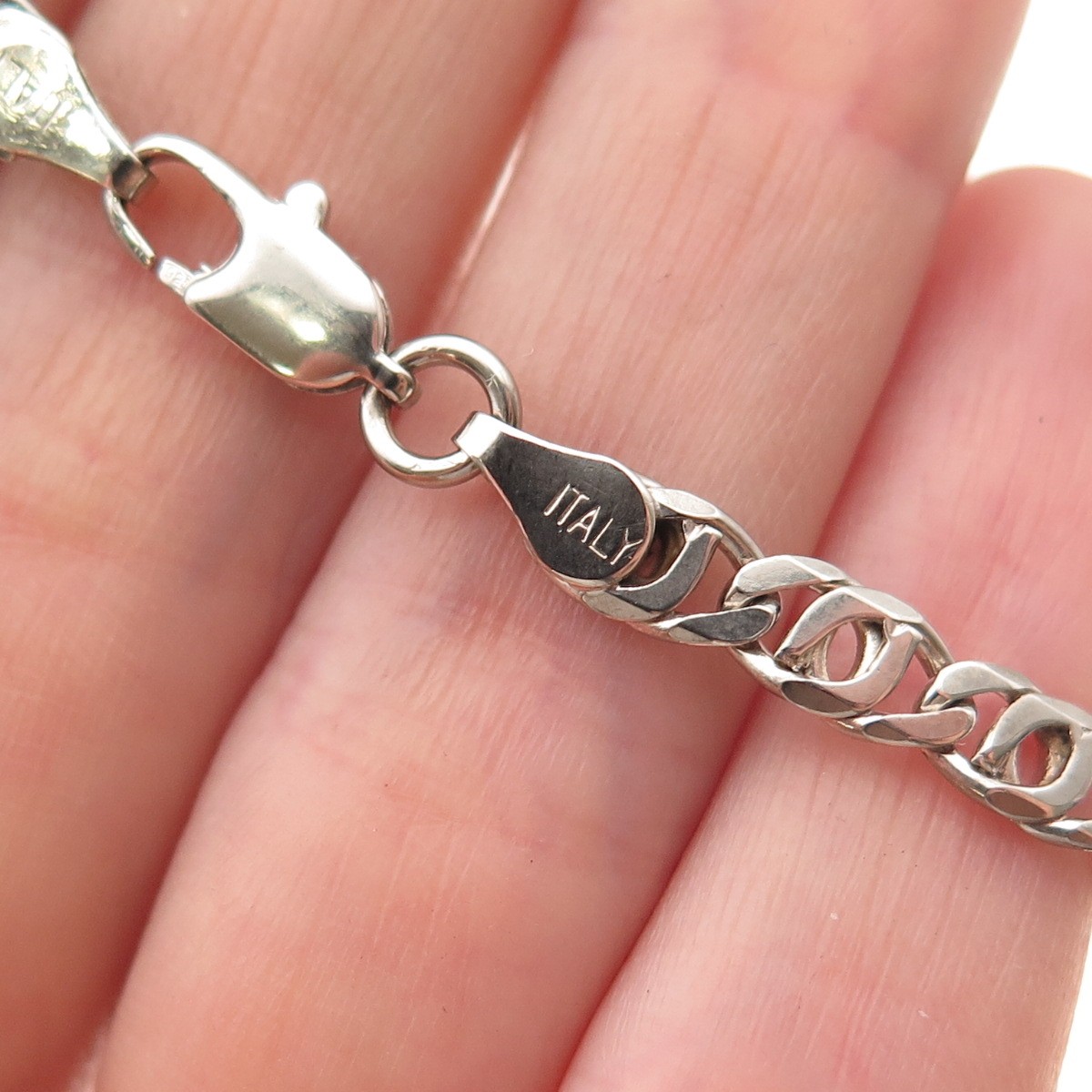 925 Sterling Silver Vintage Italy Flat Anchor Mariner Link Bracelet 6″