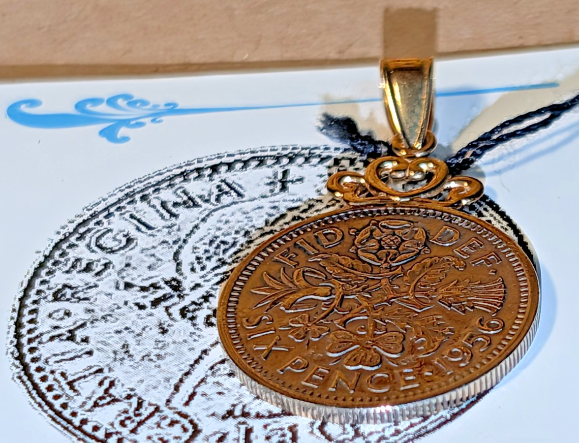 Vintage Jacmel JCM 14K Lucky Sixpence Pendant