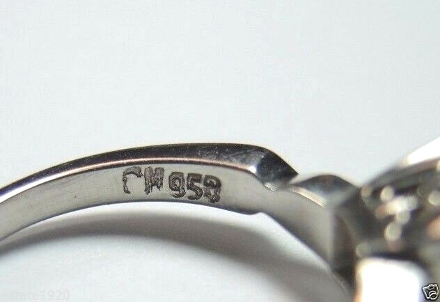 Antique Art Deco Diamond Engagement Platinum Ring Size 4.75 UK-J EGL USA