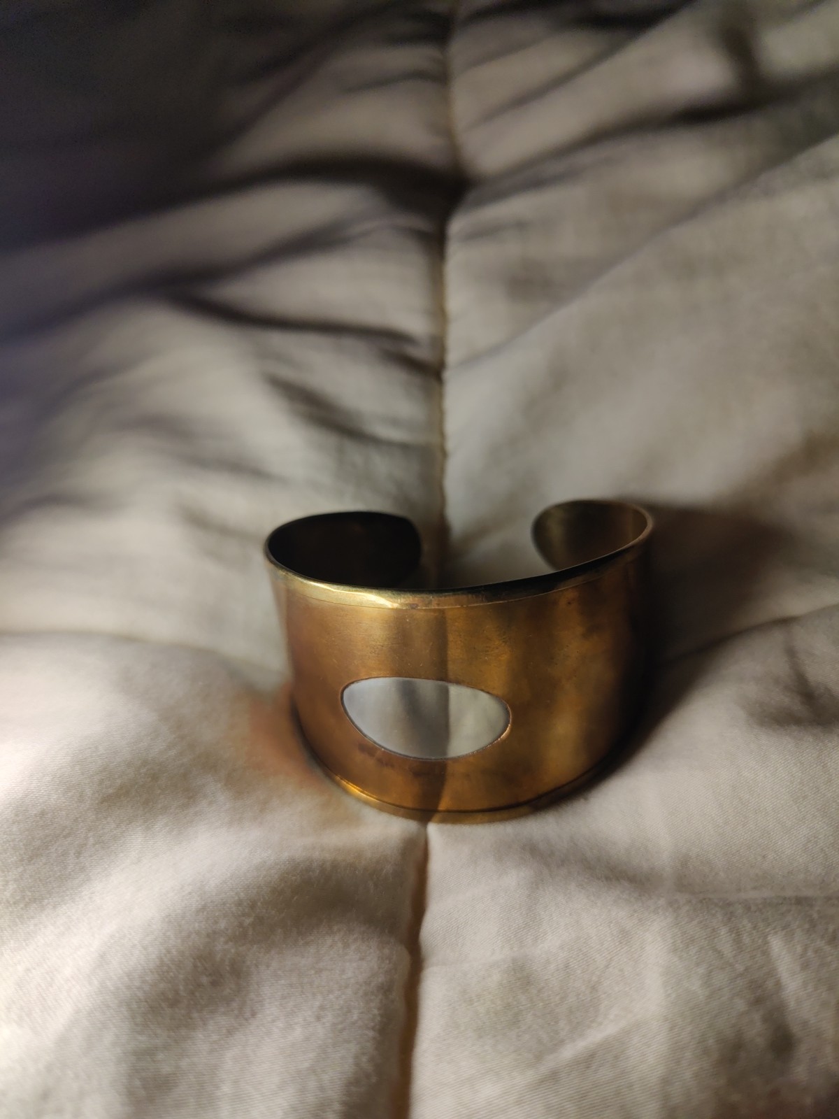 Vintage Modernist Brutalist Cuff Bracelet Copper Brass Silver Artisan