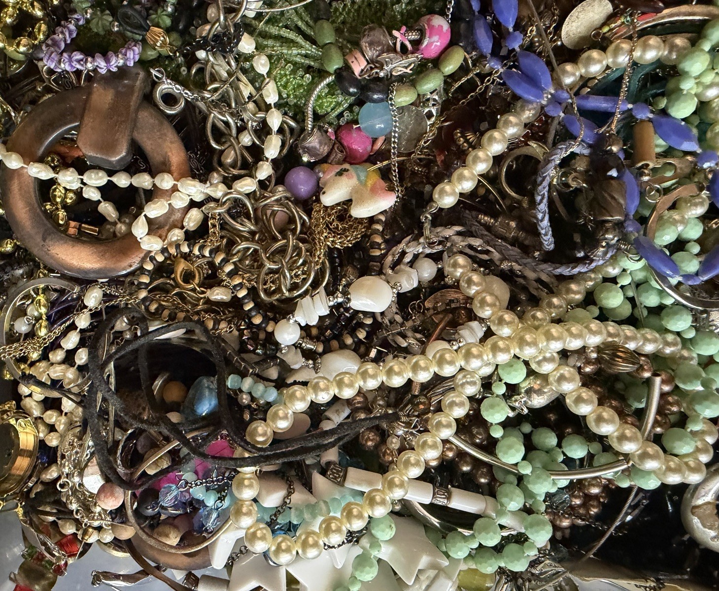 Estate Vintage to Mod Jewelry Lot 2 lb JUNK CRAFT WEAR REPAIR Untested Unsorted