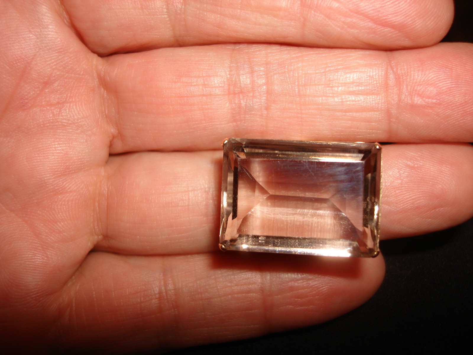 VINTAGE HUGE NICE 14 KARAT YELLOW GOLD HUGE EMERALD CUT SMOKEY QUARTZ RING 9
