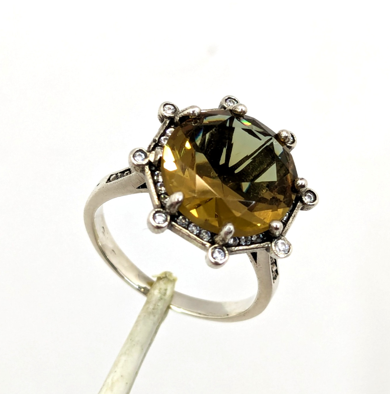 Vintage Luxury RING Silver 925 with Big Bright Stone -size: 7US (17.5mm) | #5