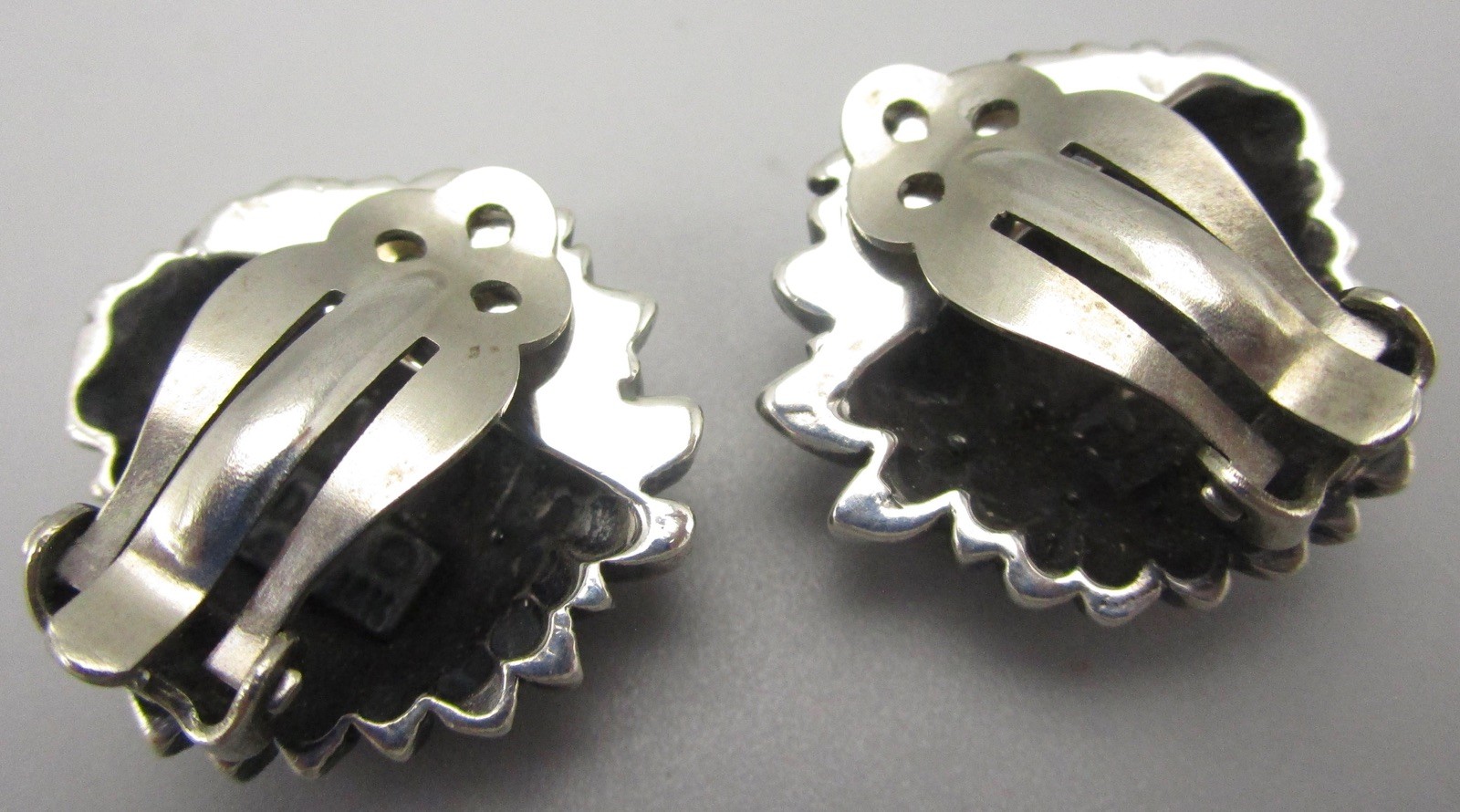 UNIQUE DIAN MALOUF STERLING SILVER 14K IGUANA LIZARD HEAD CLIP ON EARRINGS 24G