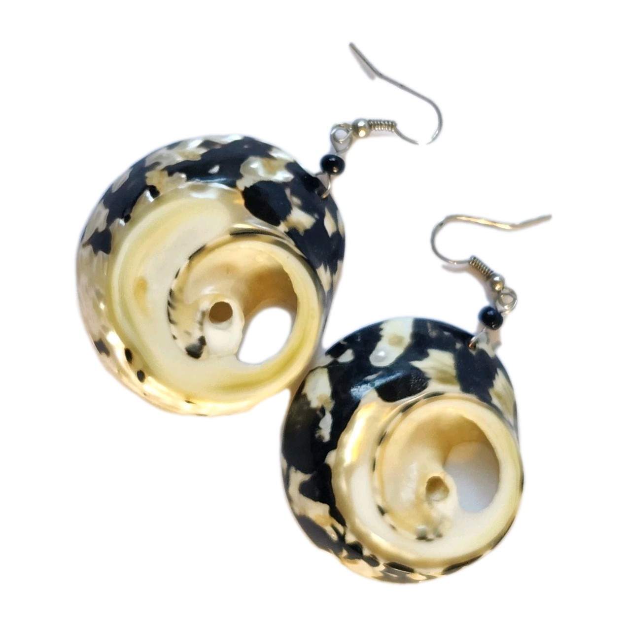 Vintage Abalone Paua Shell Earrings Round Drop Dangle