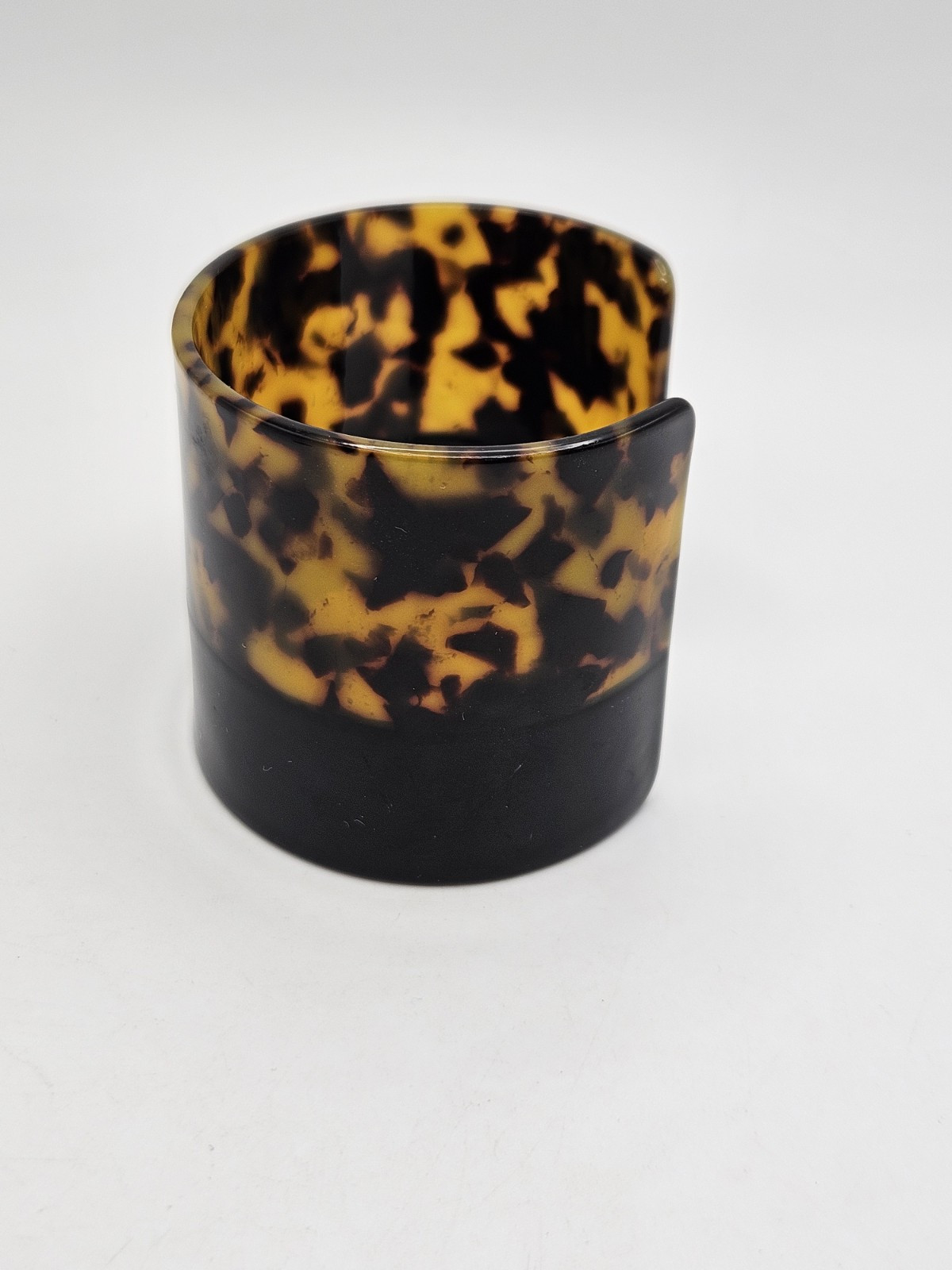 Vintage Faux Tortoise Shell Plastic Acrylic Wide Cuff Bracelet