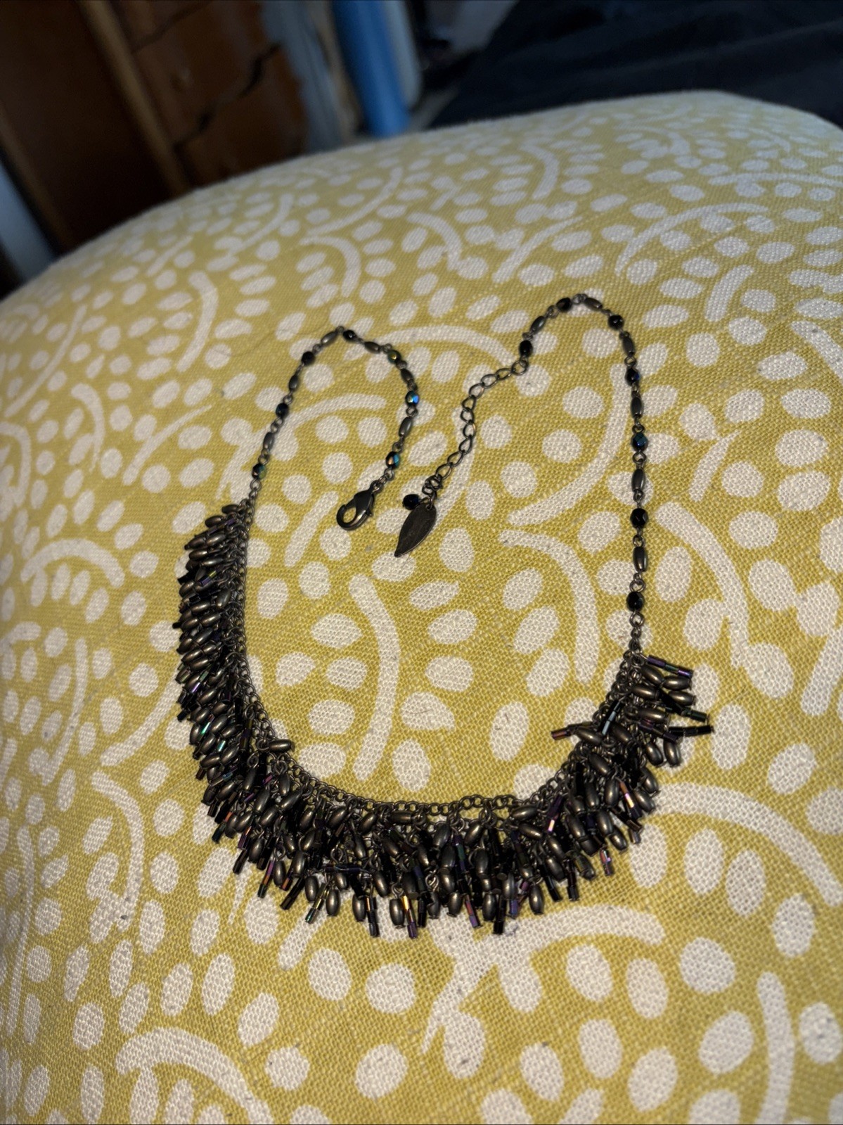 Vintage 1980s-1990s Gunmetal Irredescent Statement Necklace