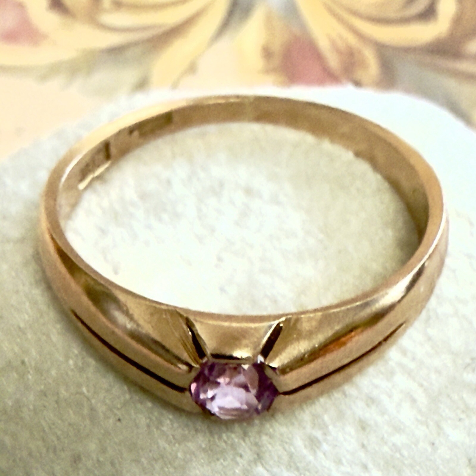 Size 8 – Stylish Vintage 583 14k Rose Gold Ring – East European USSR Era #1593