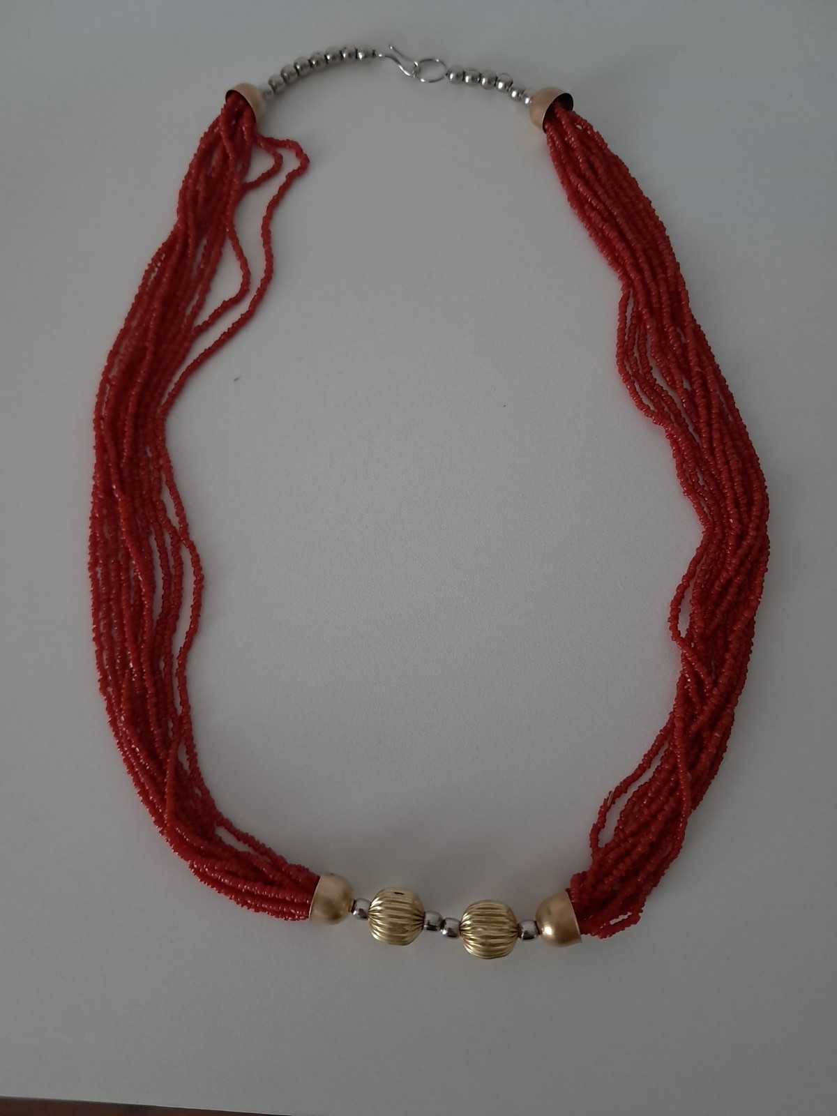 Boho Multi-Strand Red Coral Necklace Mediterranean Ethnic Style 40g