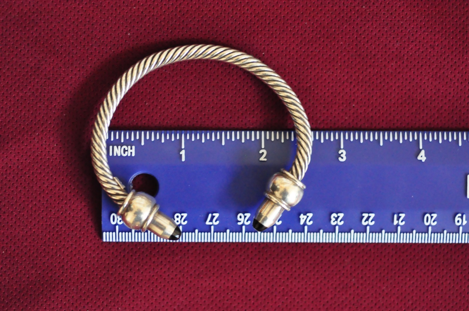 44g Mexican Sterling Silver Cable Bracelet – Onyx Tips Marked 925 Mexico