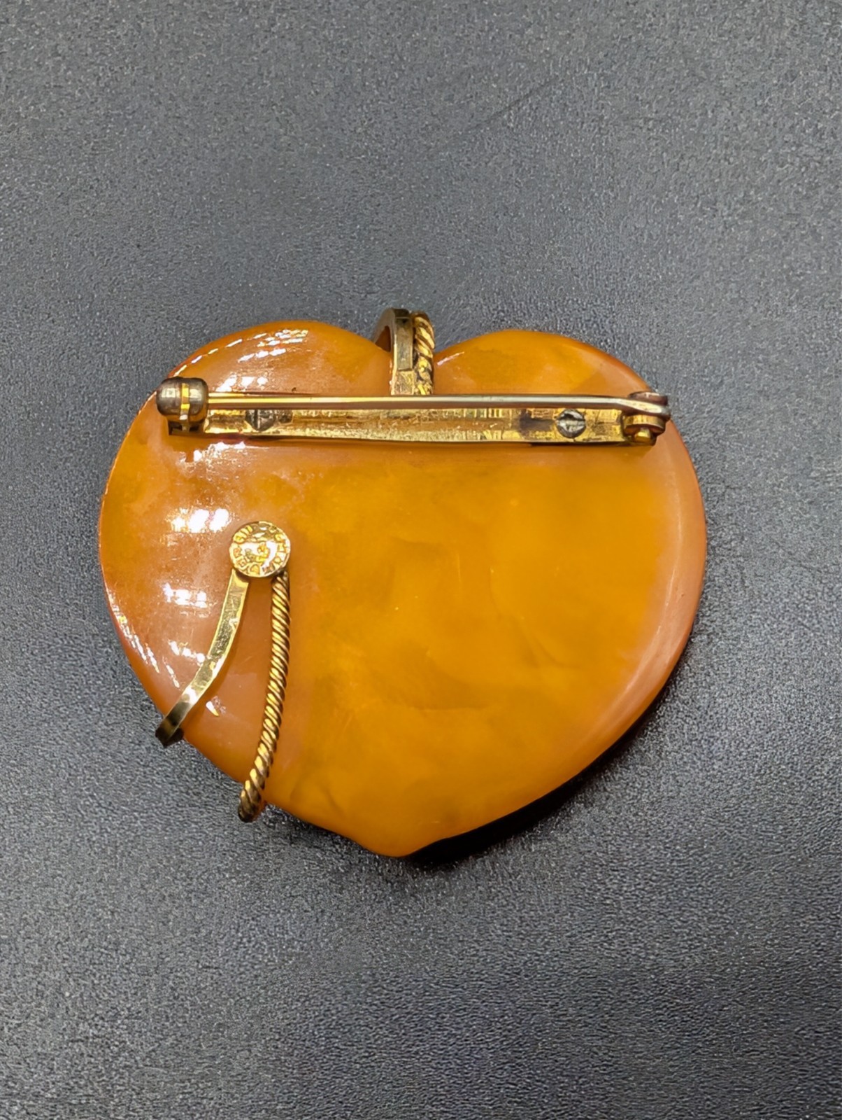 Vintage Amber Guild Heart Shaped Brooch Pin 12K Gold Filled