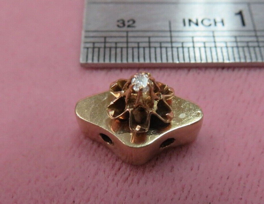 14K Solid Y. Gold Diamond Chip Slide Charm for Bracelet 1.62 Grams