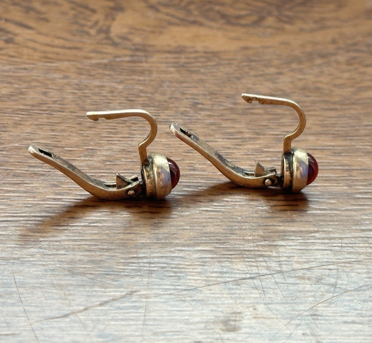 Vintage Soviet Sterling Silver 875 Rose Ruby Corundum Earrings Woman USSR