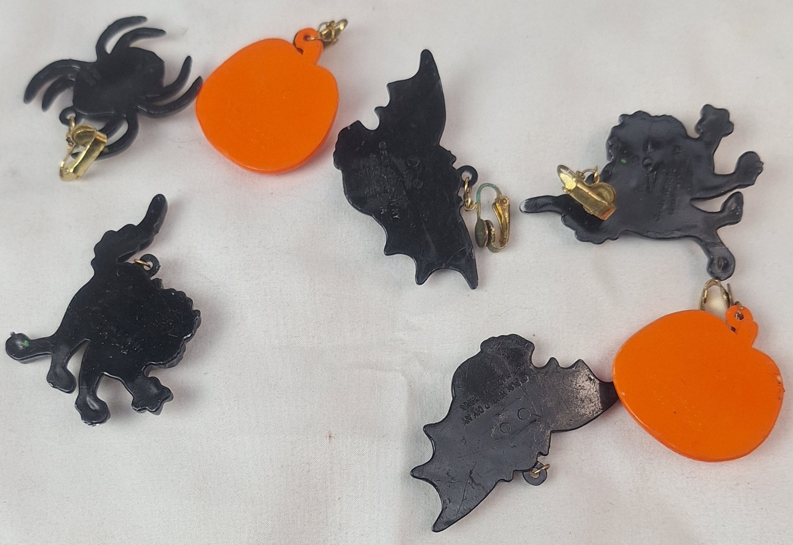 Vintage 90s Halloween Fun World Clip-on Earrings Charms Holiday Lot 7 Three Sets