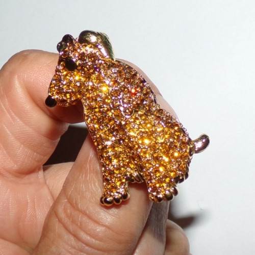 MINTY!! signed TRIFARI TM dog shaped pin with amazing stones-OMG!!