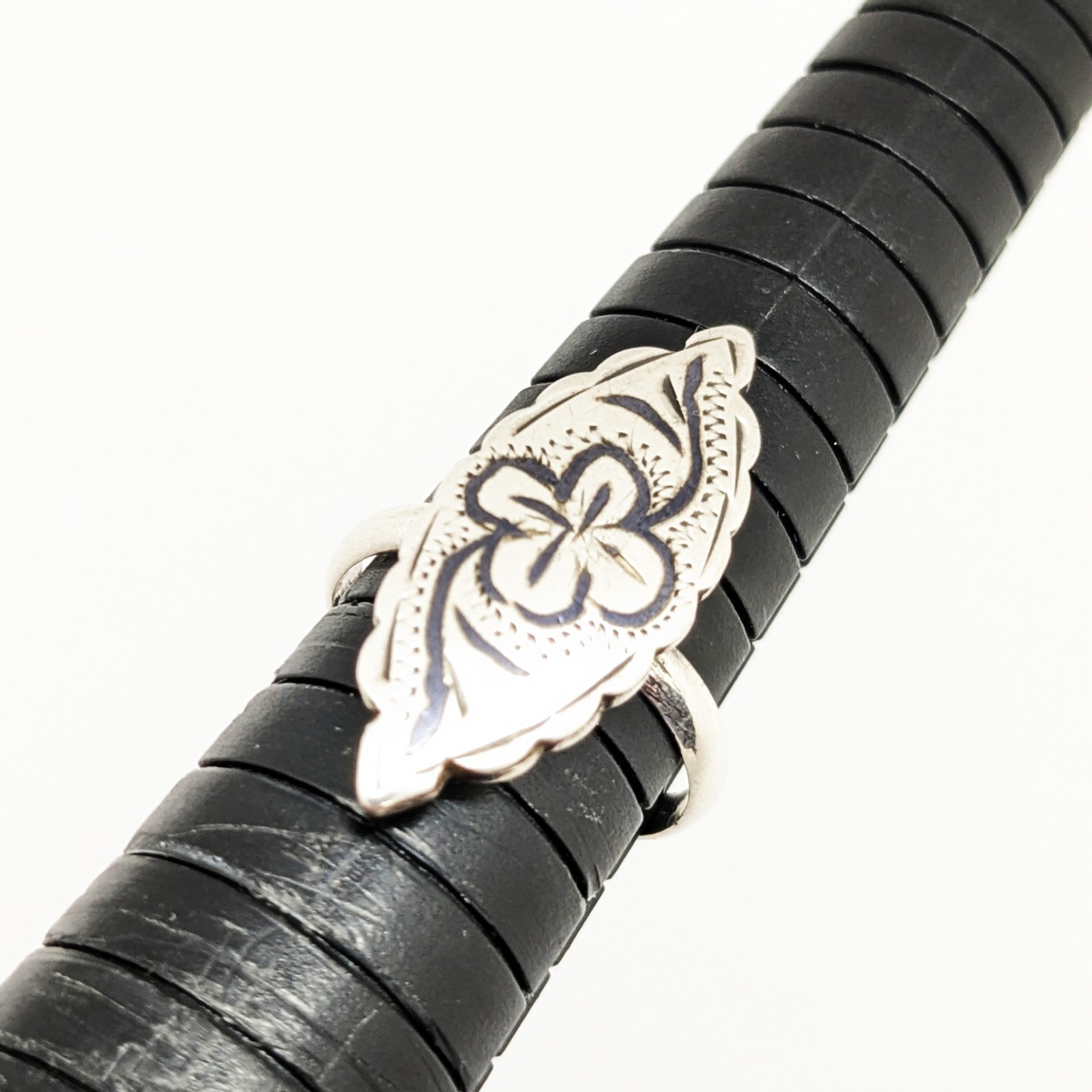 Vintage RING Silver⭐️925 stamp Star USSR with Blackening -size: 7US (17.5mm) #20
