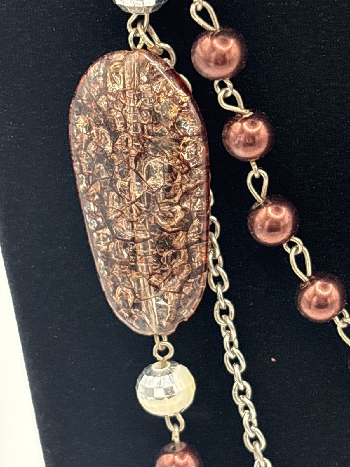 Vintage Multi strand Beaded Statement Necklace Acrylic Butterfly Accent READ