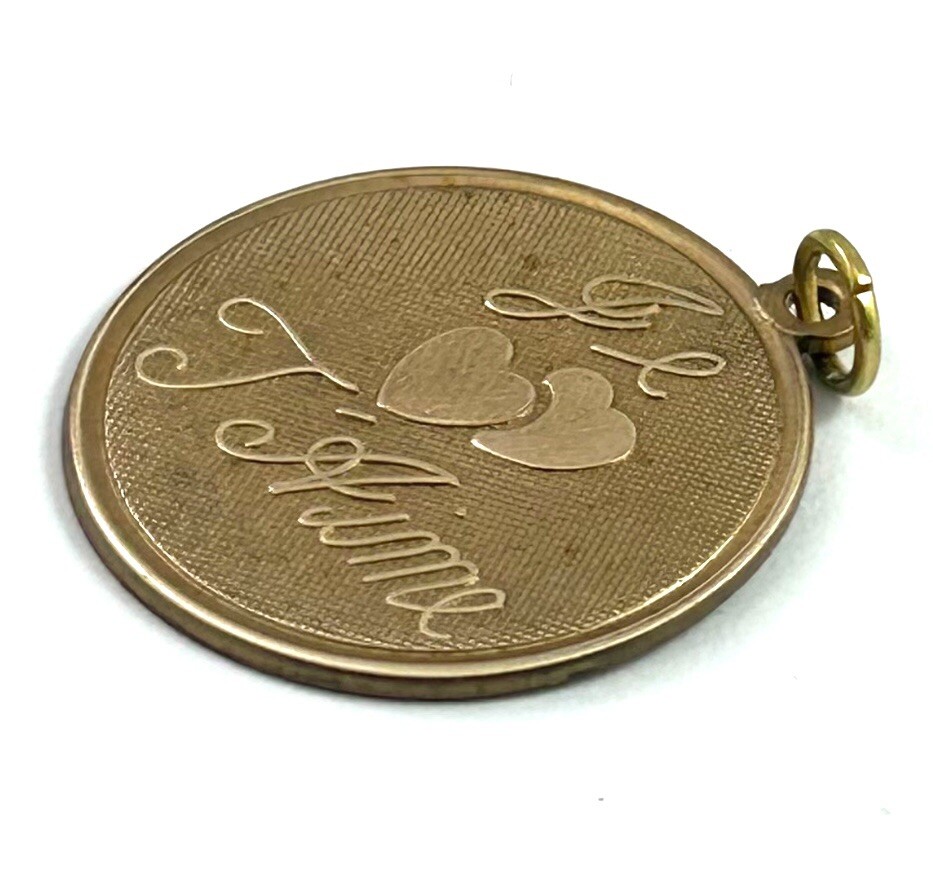 Vintage Charm French I Love You Necklace Pendant Brass Jewelry – Tarnished As Is