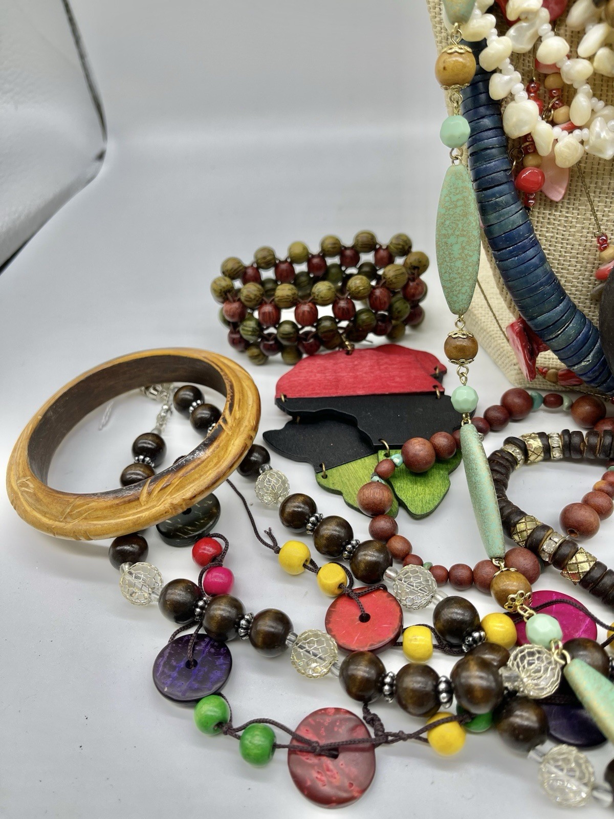 Jewelry Vtg To Mod Safari Boho Ethnic Wood ++ Pcs Lb Lot JL207