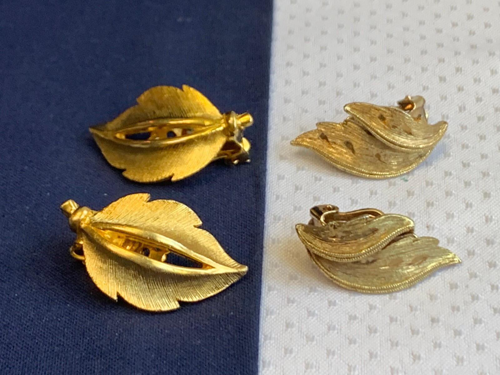 Vtg Clip-On Earring Lot Monet Sarah Coventry Avon Golden Faux Pearl / Gemstones