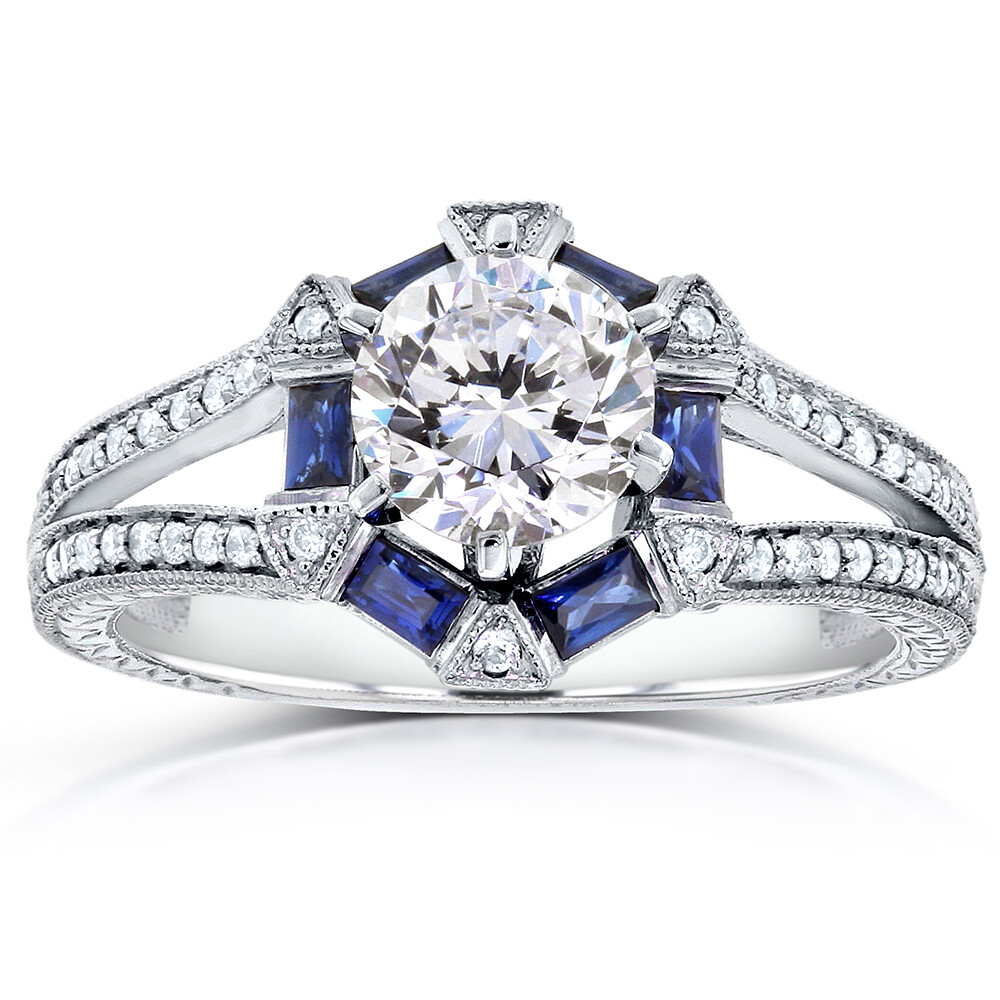 1.38Ct White Round Cut Simulated Diamond Art Deco Wedding Sterling Silver Ring