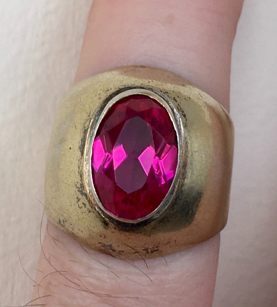 Ring № 16 Vintage Soviet Red Ruby Ring Silver Ring 875☆USSR Ring 7 size 6.95 gr