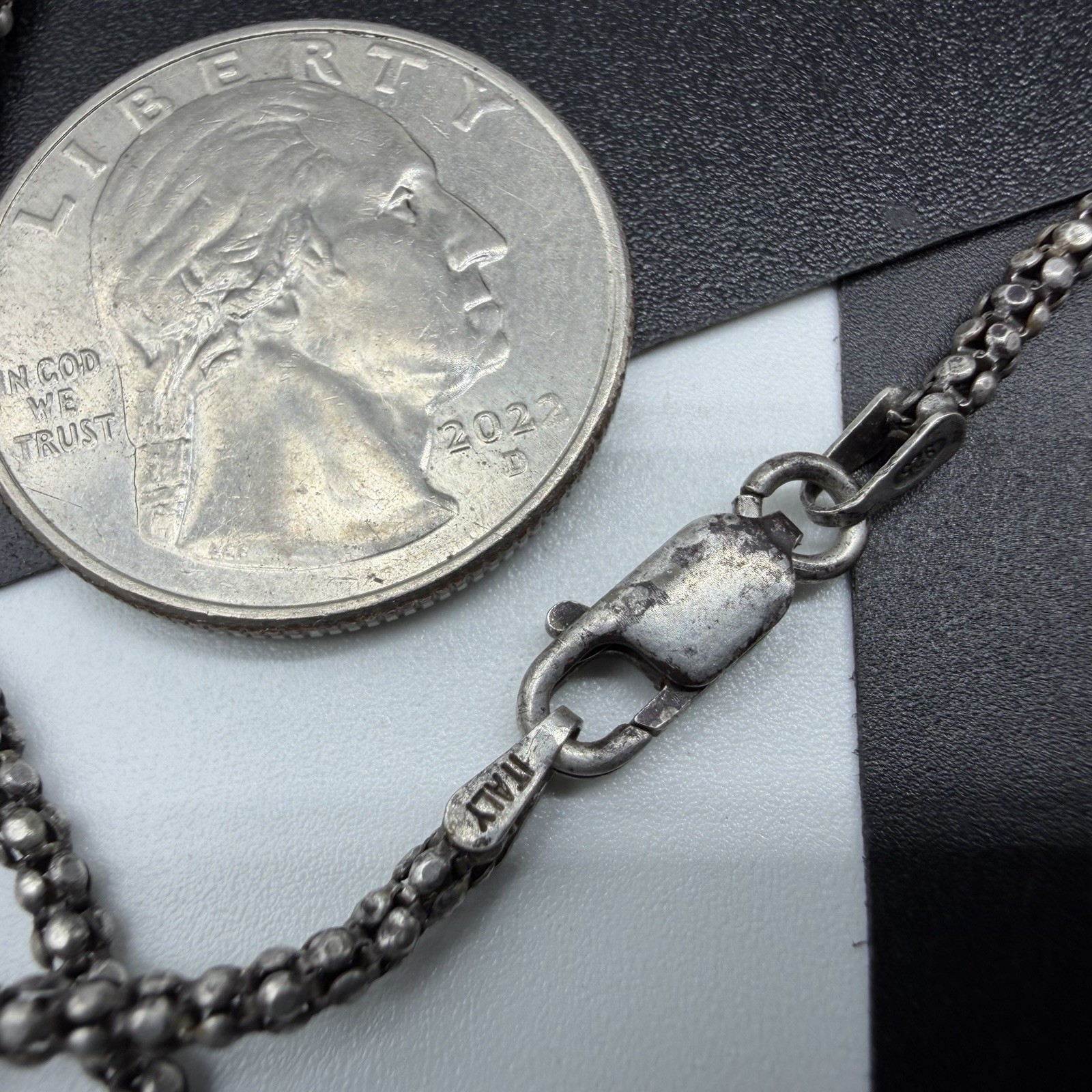 Vintage Italy 925 Sterling Silver 2.33mm Popcorn Chain 18″ Necklace 4.3g Lobster
