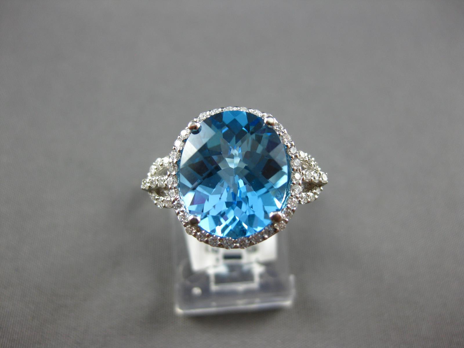 LARGE 4.5CT DIAMOND & AAA BLUE TOPAZ 14KT WHITE GOLD 3D OVAL & ROUND FUN RING