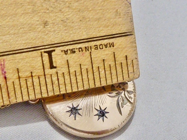 VICTORIAN 14K Y GOLD FILLED SHOOTING STARS LOCKET 1 1/4″ NECKLACE 1874 DATE