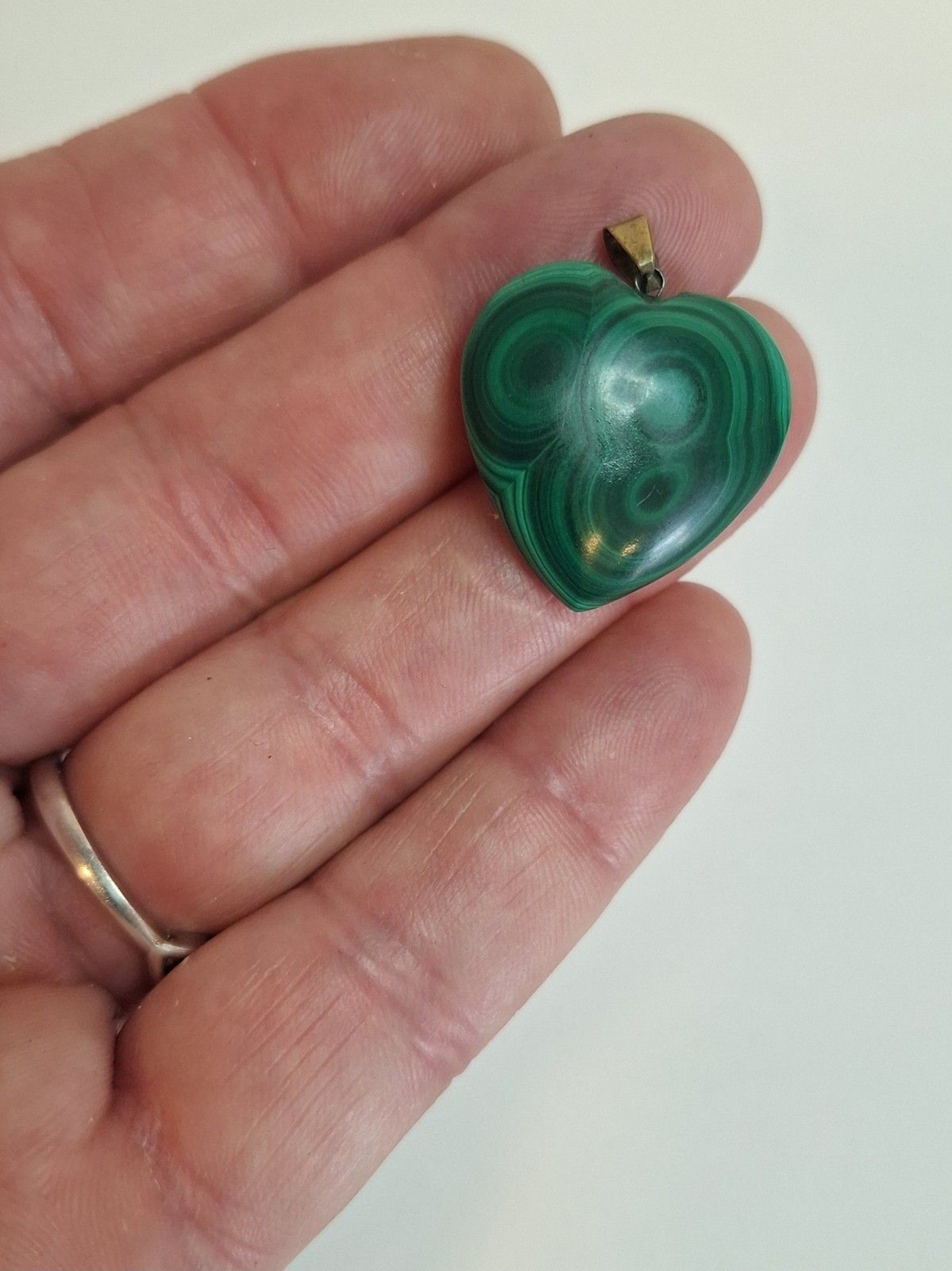 Vintgage Green Malachite Puff Heart Pendant