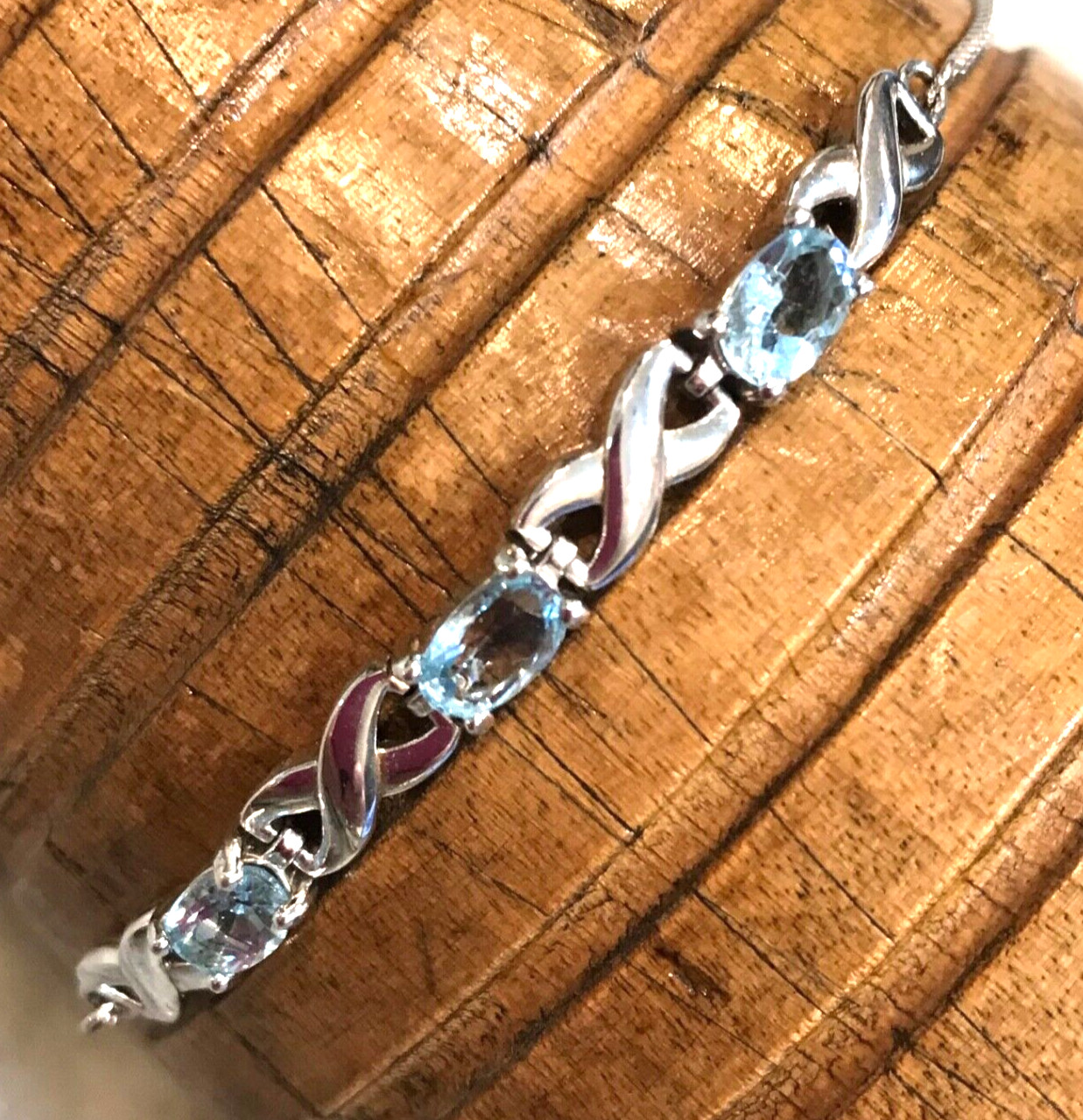 Blue Topaz Bracelet Sterling Silver 925 Slider Dee Berkeley DBJ TH Adj. 9+”