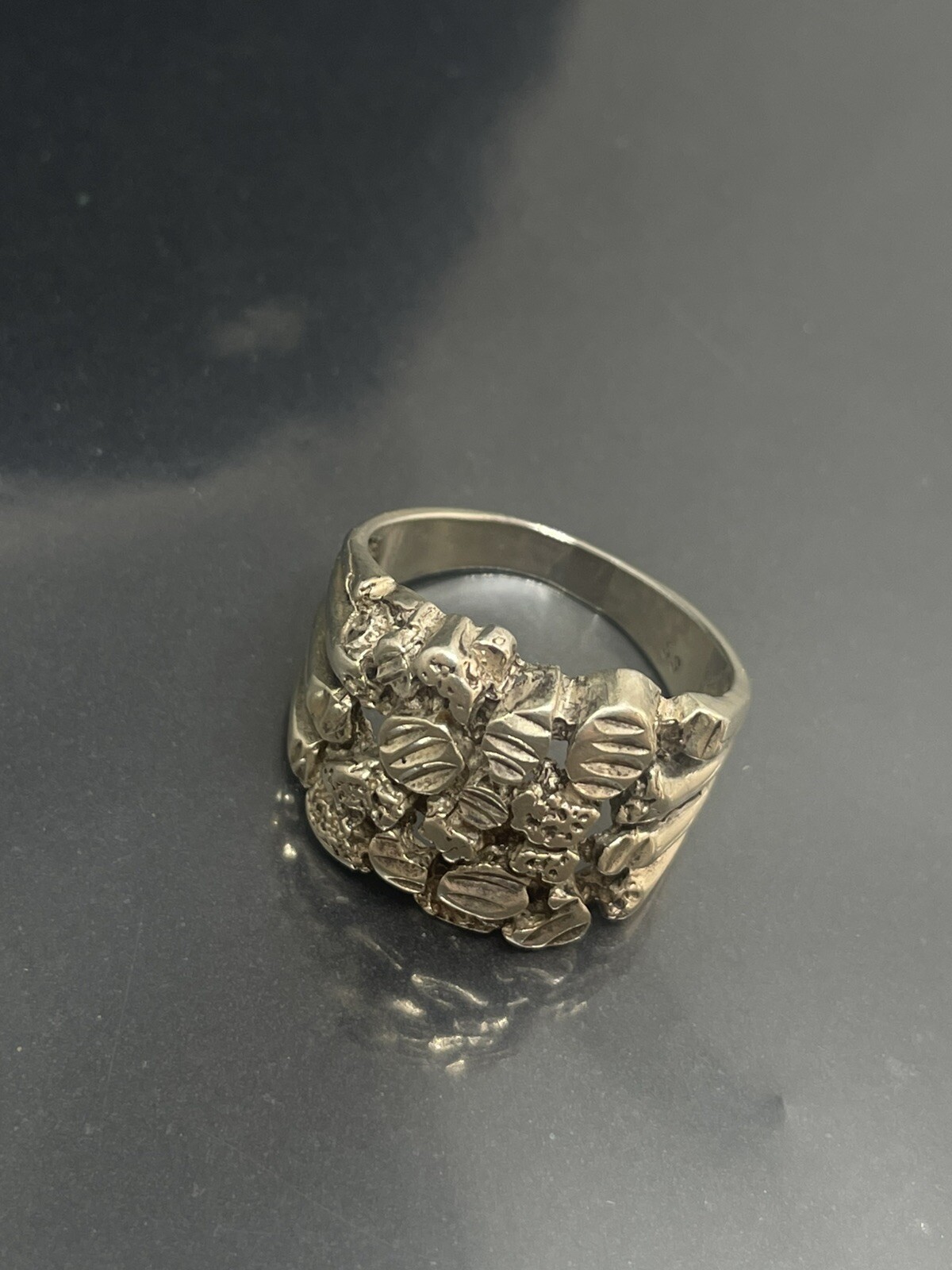 Vintage Unisex Sterling Silver 925 BRUTALIST Freeform Nugget 11.25 Ring 9.82g