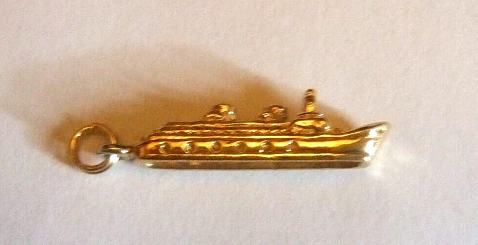 Ocean Liner Charm Gold Plated Sterling Ship Charm for Bracelet Vintage Charm