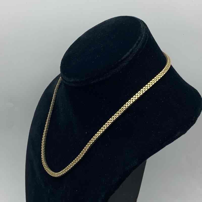 Vintage 12K Gold Filled Woven Mesh Chain Necklace 17″ 3.4mm Wide 1/20-12K
