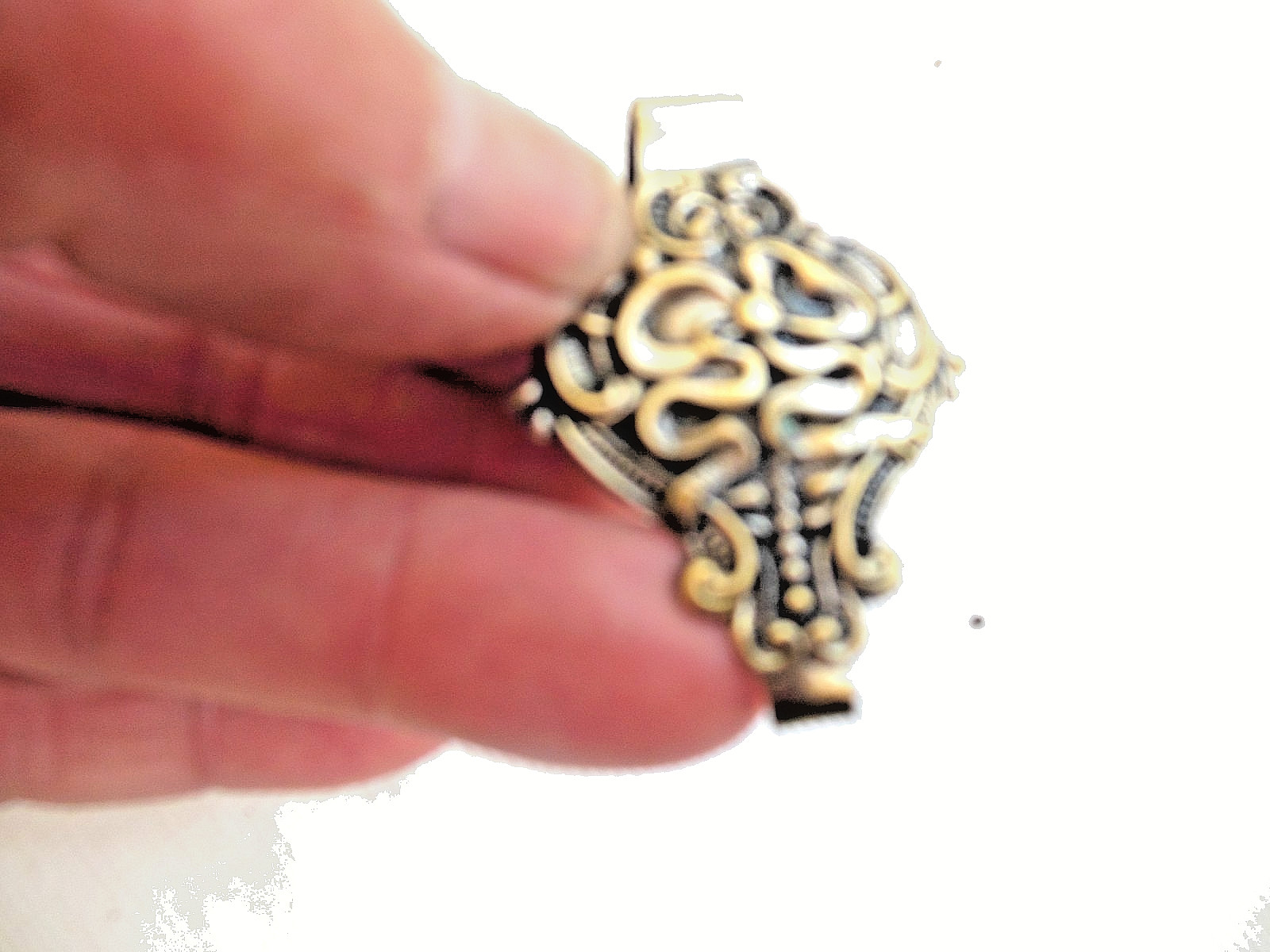 Antique Silver Colored Chatelaine Hook with Scrolling Ribbons