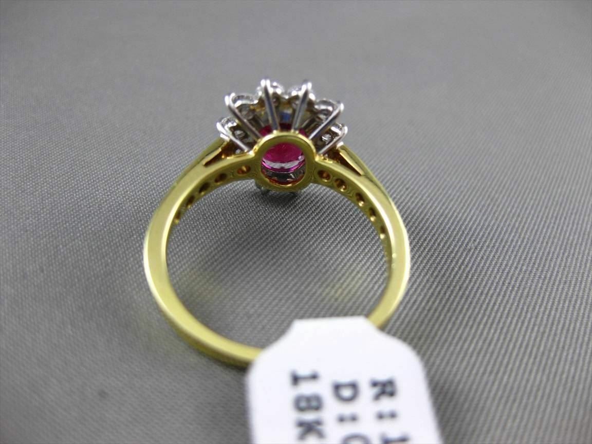 ESTATE 1.99CT DIAMOND & AAA RUBY PLATINUM 18KT Y GOLD ENGAGEMENT RING E/F VVS-VS