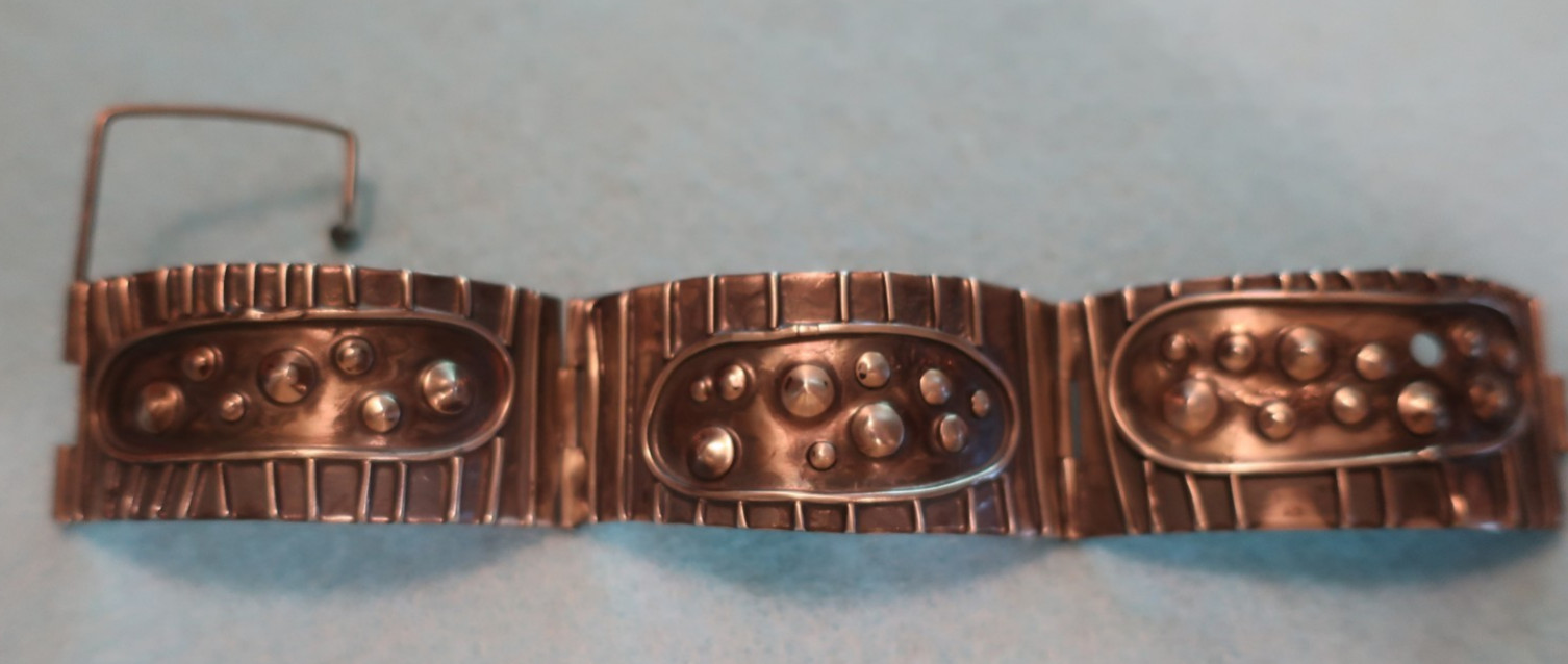 Vintage Segmented Sterling Cuff Bracelet; Made in USA by Peggy Johnson, May 1978