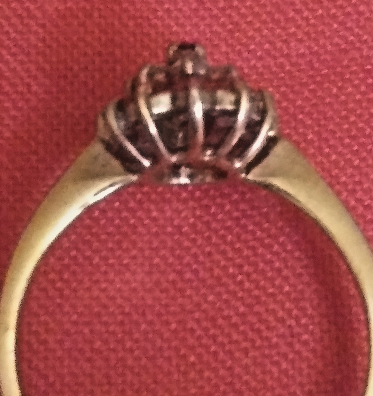 Vintage Ruby & Garnet Color Diamond Accent Gemstone Gold Tone Cocktail Ring Sz 9
