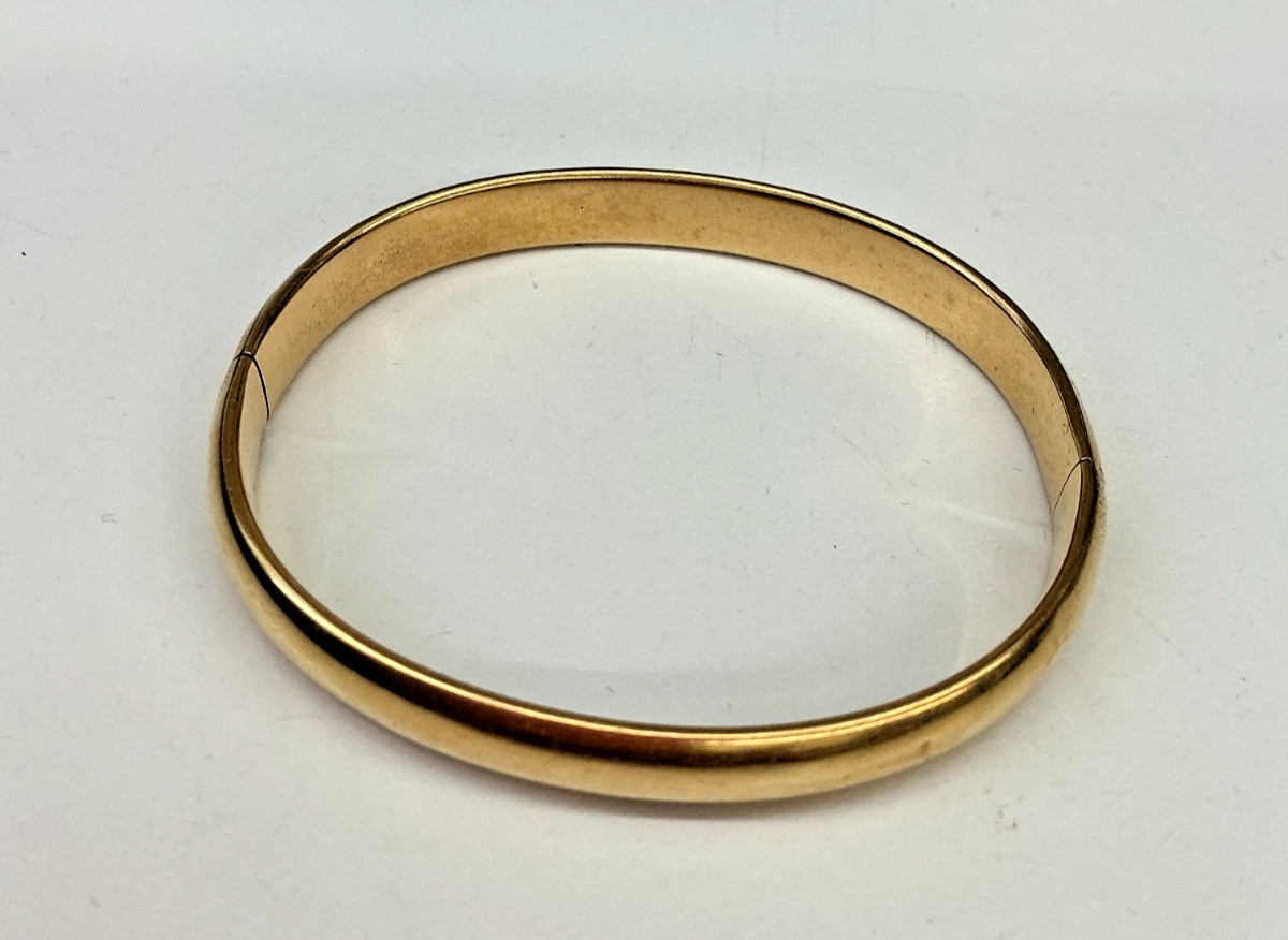 VTG 14k Gold Engraved Bangle Bracelet Monogram Signed RINE Jewelry 9g R757S-DsVa