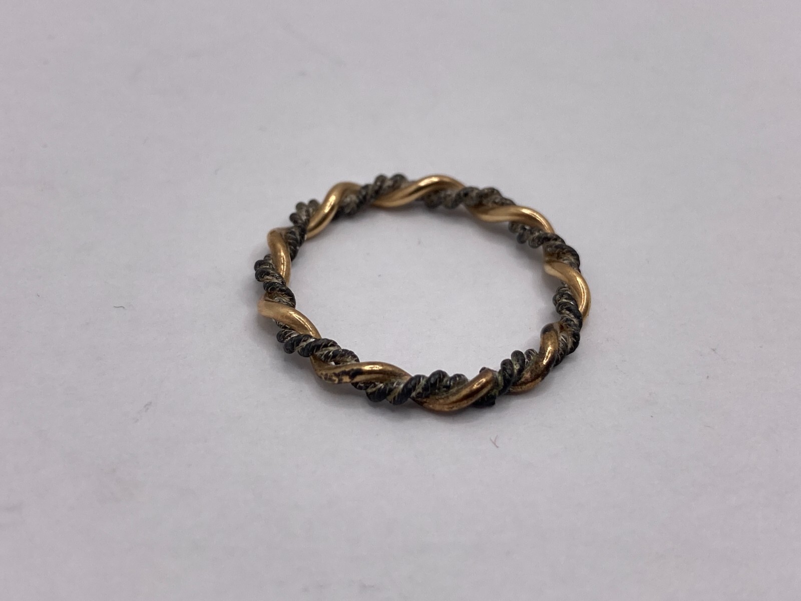 Vintage 1978 Avon Precious Braid Ring 14k Gold-Filled & Sterling Silver (Size 5)