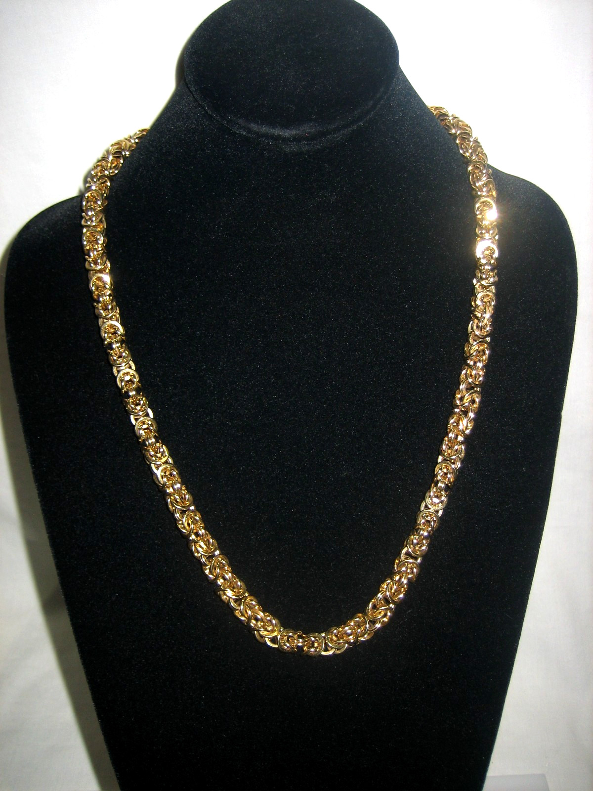 Vintage Style Gold Tone Chunky Byzantine Chain Necklace Heavy Statement Jewelry