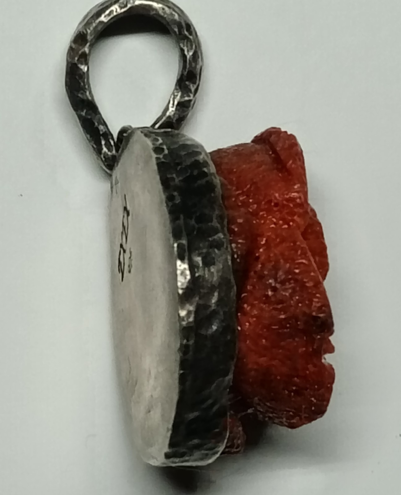 Vintage Claudia Agudelo EXEX 925 Sterling Silver Carved Sponge Coral Pendant