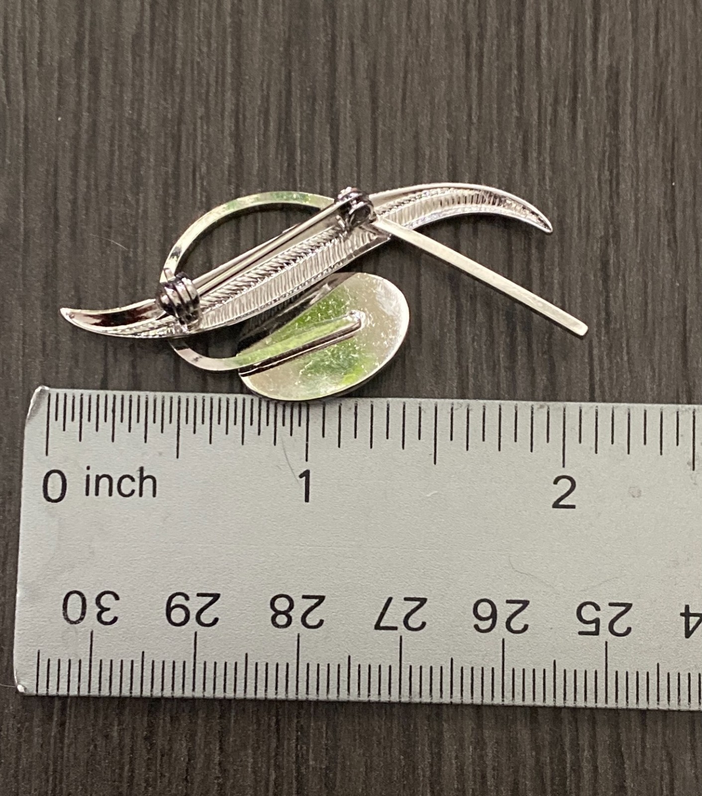 Vintage Silver Tone Blue Abalone Paua Shell Brooch Asymmetrical Spray