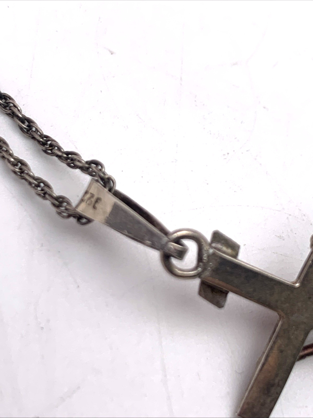 VTG 925 Sterling Silver Crucifix Necklace Italy Jesus Cross Pendant 6.7g