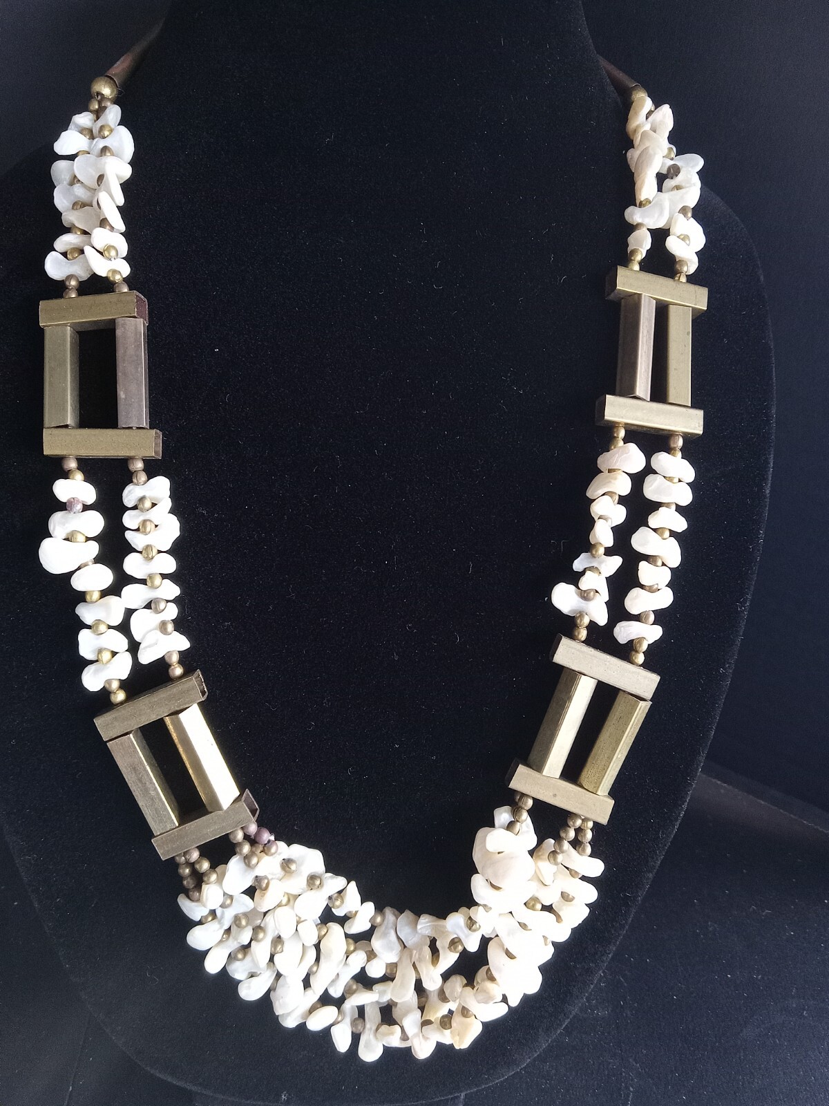 Vintage bronze and shell necklace Statement piece. See photos